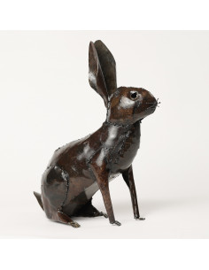LAPIN EN METAL RECYCLE BRUT deco jardin