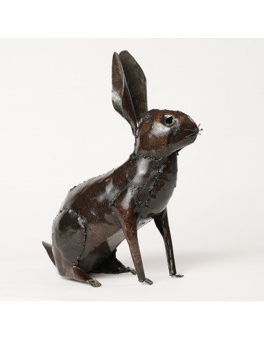 LAPIN EN METAL RECYCLE BRUT-Accueil