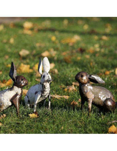 LAPIN BLANC EN METAL RECYCLE deco jardin