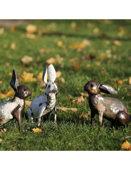 LAPIN BLANC EN METAL RECYCLE deco jardin