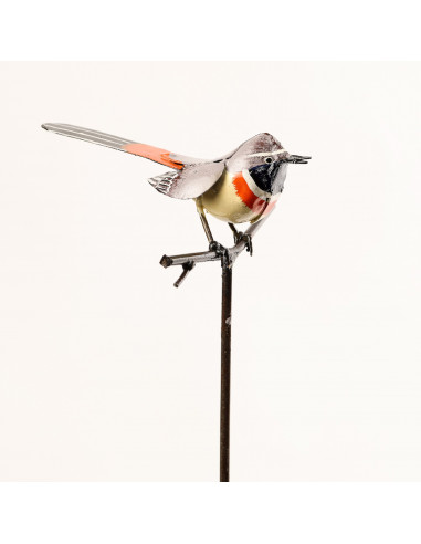 Tuteur Gorge-Bleue à Miroir en métal recyclé-Tuteurs oiseaux