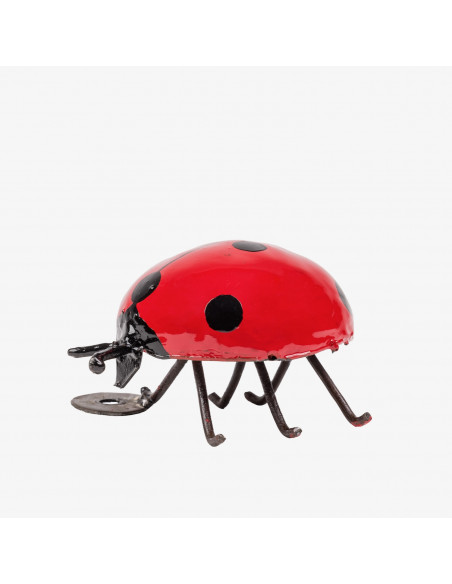 Lot De 4 Coccinelles En Métal Pour Déco Murale Extérieure - 10x8,5 Cm, Couleurs Vives, Peinture Anti-rouille