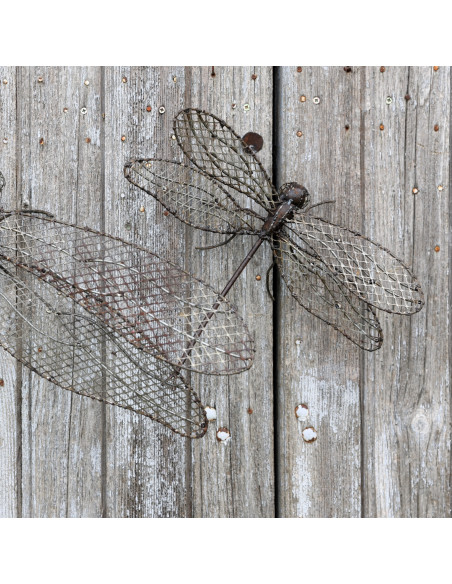 Libellule PM Grillage en métal recyclé – Sculpture artisanale du Zimbabwe deco jardin