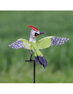 Tuteur Pic-vert ailes déployées en métal recyclé deco jardin