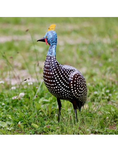 Pintade de Guinée en métal recyclé grand modèle deco jardin