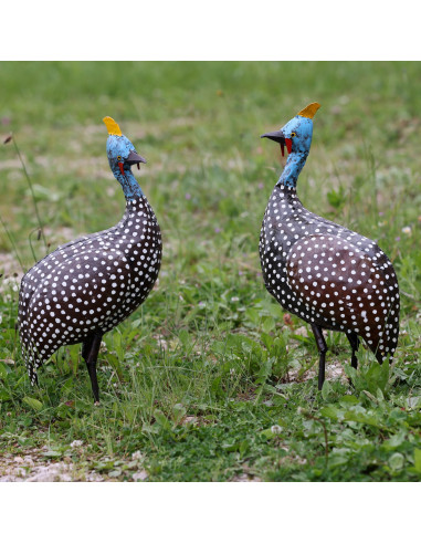 Pintade de Guinée en métal recyclé grand modèle deco jardin
