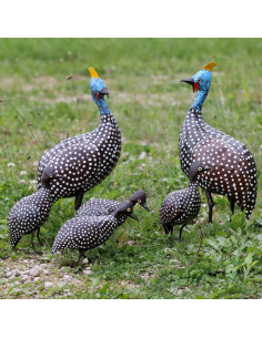 Pintadeau de Guinée en métal recyclé petit modèle deco jardin 2
