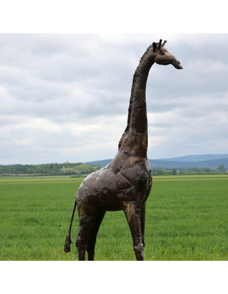 Girafe pièce unique en métal recyclé deco jardin