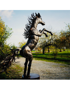 Cheval cabré - pièce unique en métal recyclé deco jardin