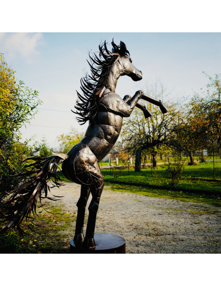 Cheval cabré - pièce unique en métal recyclé deco jardin