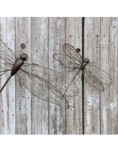 Libellule grillage en métal recyclé deco jardin