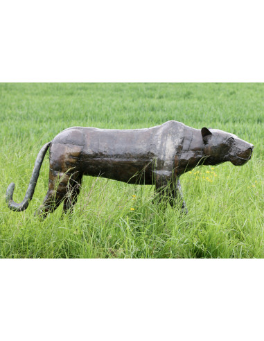 Lionne pièce unique en métal recyclé deco jardin