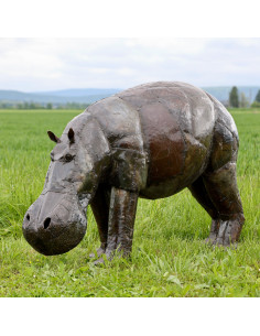Hippopotame pièce unique en métal recyclé deco jardin