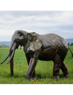 Eléphant pièce unique en métal recyclé deco jardin