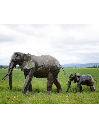 Eléphant pièce unique en métal recyclé deco jardin