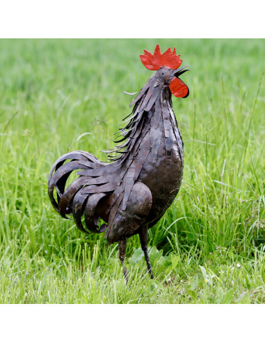 Coq XL Brut en métal recyclé – Déco jardin deco jardin