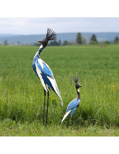 Grue couronnée grand modèle en métal recyclé deco jardin