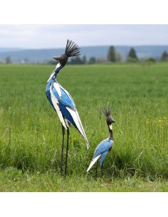 Grue couronnée petit modèle en métal recyclé deco jardin