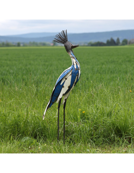 Grue couronnée grand modèle en métal recyclé deco jardin