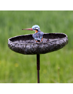 Tuteur mangeoire rond XL 1 Martin Pêcheur en métal recyclé deco jardin