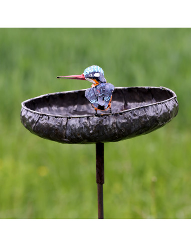 Tuteur mangeoire rond XL 1 Martin Pêcheur en métal recyclé deco jardin