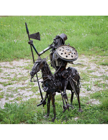Don Quichote pièce unique en métal recyclé deco jardin