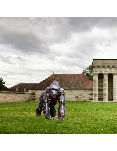 Gorille pièce unique en métal recyclé deco jardin