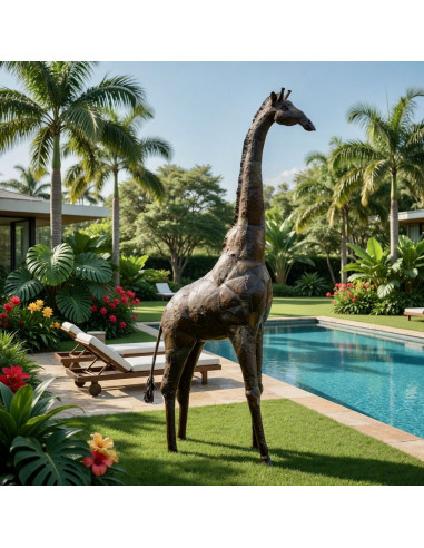 Girafe pièce unique en métal recyclé deco jardin